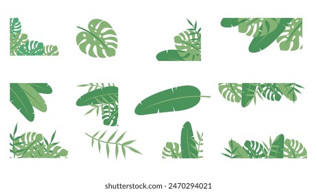 Monstera and tropical leaves set, suitable for earth day theme