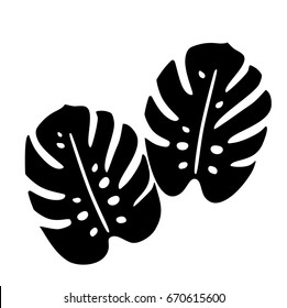 Monstera. Tropical leaves silhouettes for plotter cutting, logo. Isolated on white