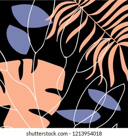 Monstera. Vector floral background for your design.