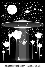 Monsters abduction vector illustration