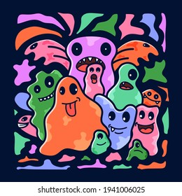 Monsters abstract of  vector illustration