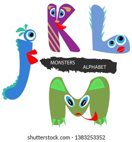 Monsters alphabet. Colorful hand drawn alphabet. Vector set of creative cartoon letters. For children and holiday projects.