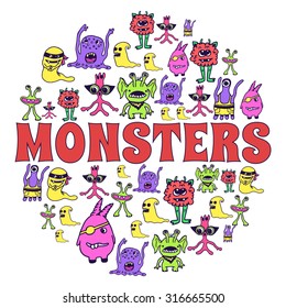 Monsters art icon. Monsters classic background. Monsters illustration concept. 