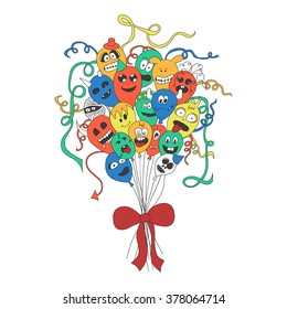 Monsters balloons in bright colors. Vector illustration.