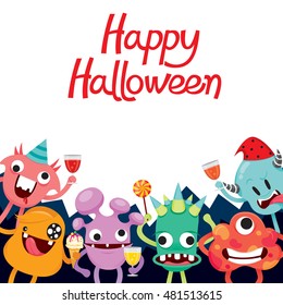 Monsters Cartoon Character In Halloween Party, Mystery, Trick or Treat, Culture, October, Decoration, Fantasy, Night Party