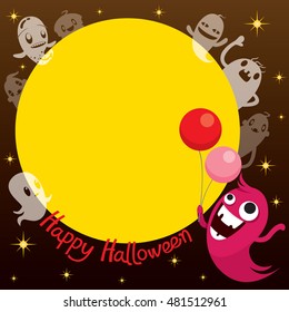 Monsters Cartoon Character On Circle Frame, Mystery, Halloween, Trick or Treat, Culture, October, Decoration, Fantasy, Night Party