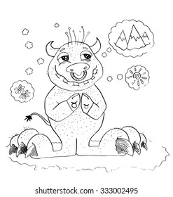 the monsters cartoon hand drawing isolated on the white background