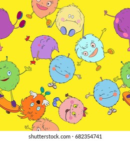 Monsters children seamless pattern