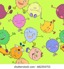 Monsters children seamless pattern