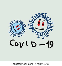 monsters children's drawing COVID-19 vector graphics virus
