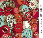 Monsters and cute alien - seamless pattern