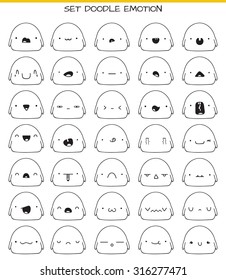 Monsters cute stickers, set isolated of 35 pieces sketch characters with doodle emotions. Design drawn icons