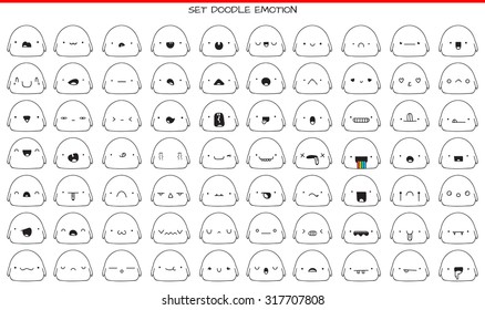 Monsters cute stickers, set isolated of 70 pieces sketch characters with doodle emotions. Design drawn icons