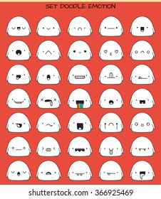 Monsters cute stickers, set isolated of 35 pieces sketch characters with doodle emotions. Design drawn icons
