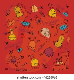 monsters with different colors and shapes
