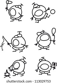 monsters with different objects.cute vector characters