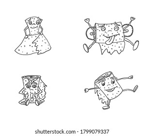 monstruos vestidos para colorear a los niños. estilo doodle nueva versión vector