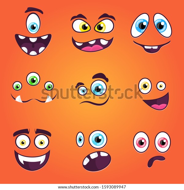 Monsters Emotions Scary Faces Big Colourful Stock Vector (Royalty Free ...