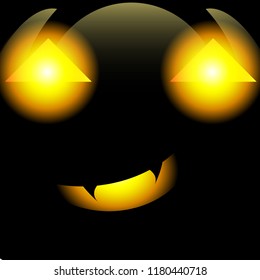 Monster's face from darkness. Vector illustration.