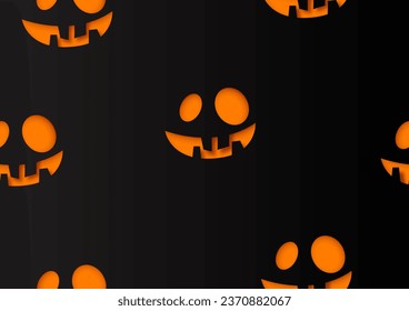 Monster's face seamless wallpaper and background in paper cut style and vector design