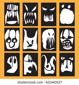 monsters faces - cartoons set