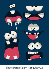 monsters faces vector set