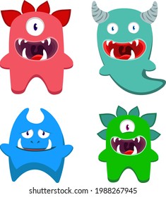 Monsters. Fantastic animals. Critters. Vector 