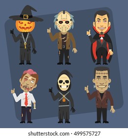 Monsters Holding Thumbs Up and Smiling