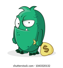Monsters With Icon Money Logo Design Template.