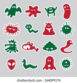 monsters icon stickers collection eps10