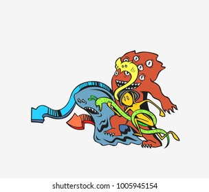 Monsters illustration design / Children textile graphic print
