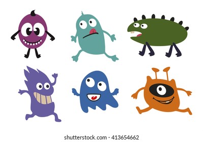 Monsters isolated on white background. Vector illustration.