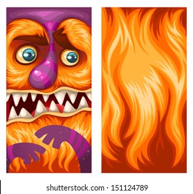 Monsters on the phone! Vector wallpaper illustration set for your smartphone. (the left one for lock screen and the right one for the home screen)