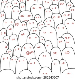 Monsters pattern design. Hand drawn abstract illustration.