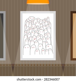 Monsters pattern design. Hand drawn abstract illustration. Painting template