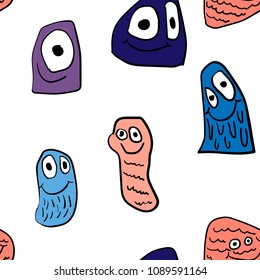 Monsters pattern on white background vector illustration