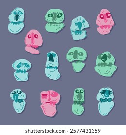 Monsters pattern. Various quirky and ugly creatures. Halloween concept