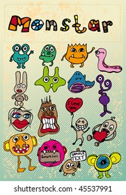 Monsters in a retro style.