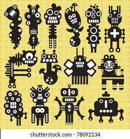 Monsters and robots collection #19. Vector illustration.