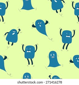 Monsters scream and shake hands. Seamless pattern. Endless background for textile, surface textures, wallpaper, web page background, wrapping