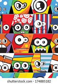 Monsters - seamless pattern