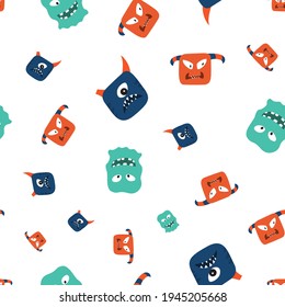 Monsters seamless pattern design. Vector tile background
repeat wallpaper illustration. Creative texture for fabric, wrapping, 
textile, wallpaper, apparel. Surface pattern design.