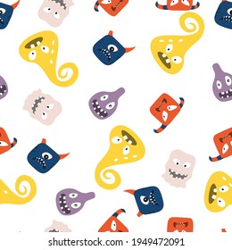 Monsters seamless pattern design. Vector tile background
repeat wallpaper illustration. Creative texture for fabric, wrapping, 
textile, wallpaper, apparel. Surface pattern design.