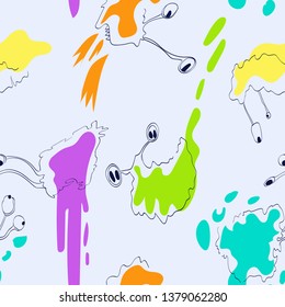 Monsters. Seamless pattern. Hand drawing effect.