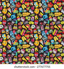 Monsters - seamless pattern. Vector illustration
