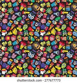Monsters - seamless pattern. Vector illustration