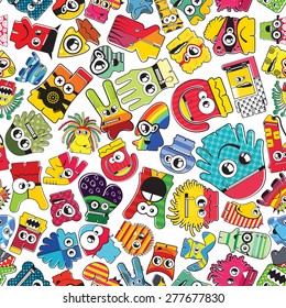 Monsters - seamless pattern. Vector illustration