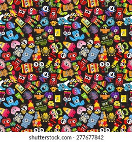 Monsters - seamless pattern. Vector illustration