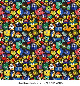 Monsters - seamless pattern. Vector illustration