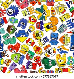 Monsters - seamless pattern. Vector illustration